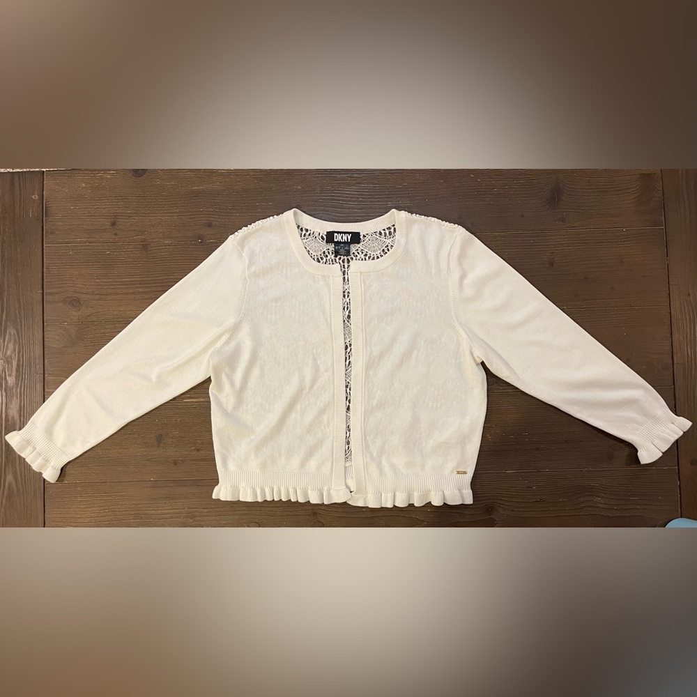 DKNY Womens Long Sleeve Cardigan w/ Lace Back SIze L